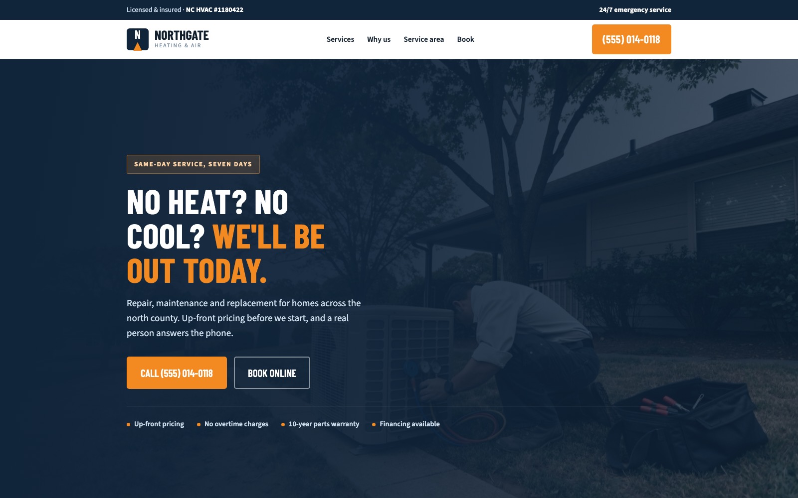 Sample build: an HVAC company's homepage