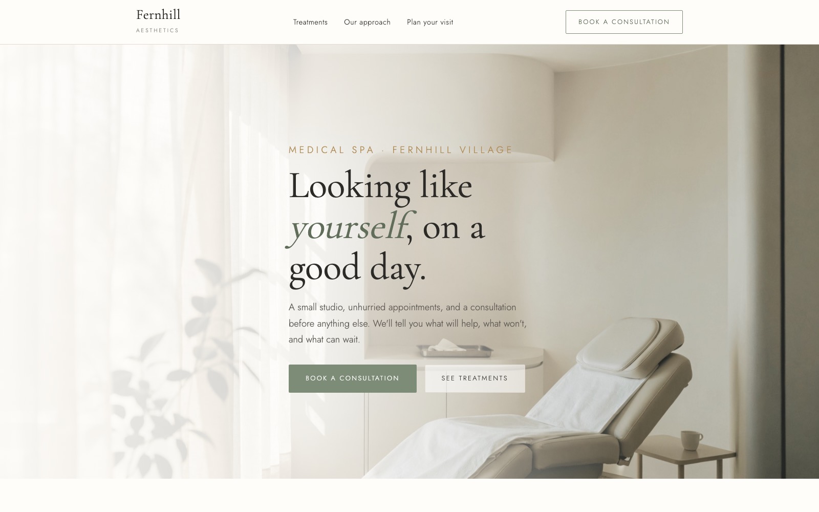Sample build: a medical spa's homepage